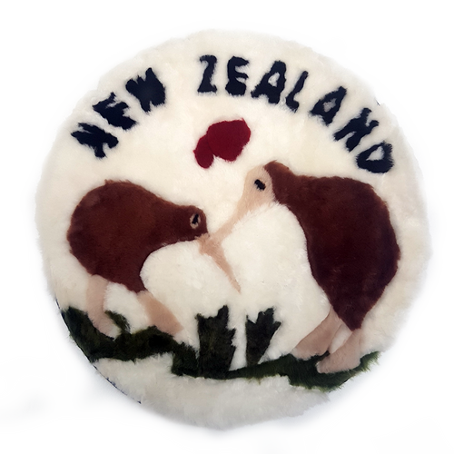 Auskin Short Wool Cushion Circle - Kiwi in Love 50cm X 50cm