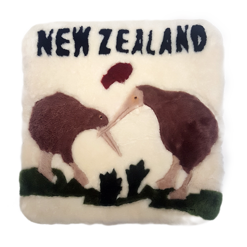 Auskin Short Wool Cushion Square - Kiwi in Love 45cm X 45cm
