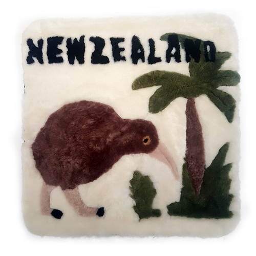 Auskin Short Wool Cushion Square - Kiwi with Tree 45cm X 45cm