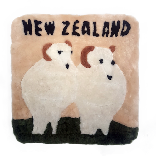 Auskin Short Wool Cushion Square - Two Sheep 45cm X 45cm