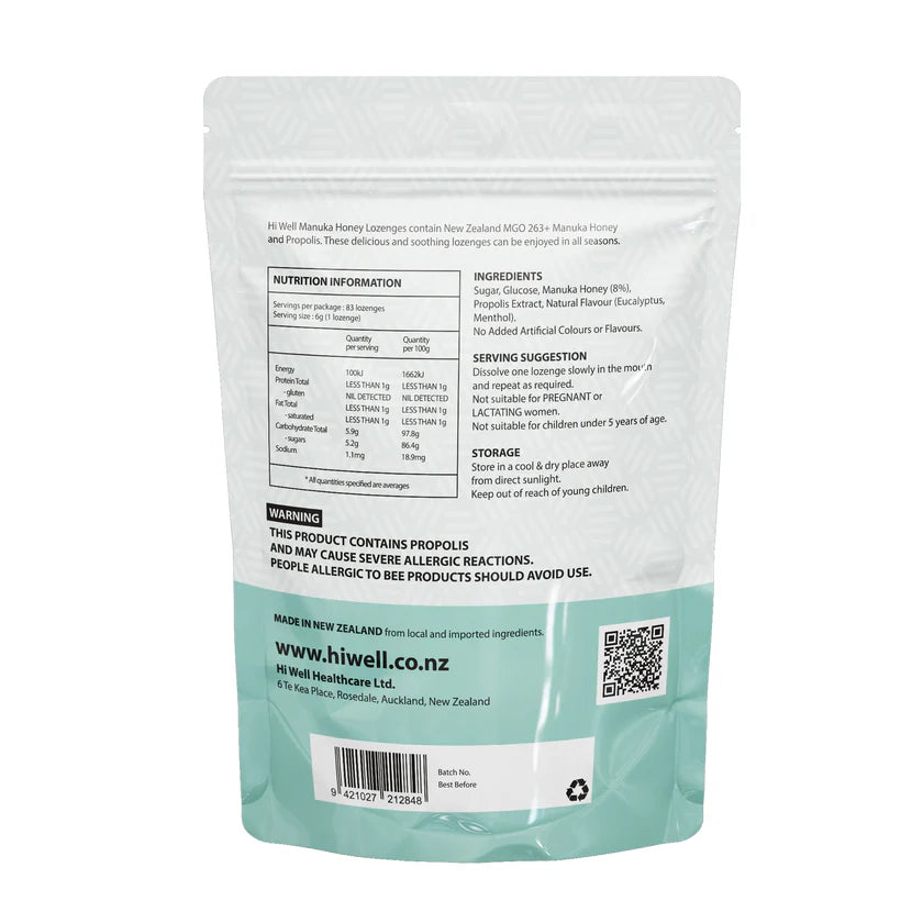 Hi Well Propolis Mint & Manuka Honey Lozenges 500g